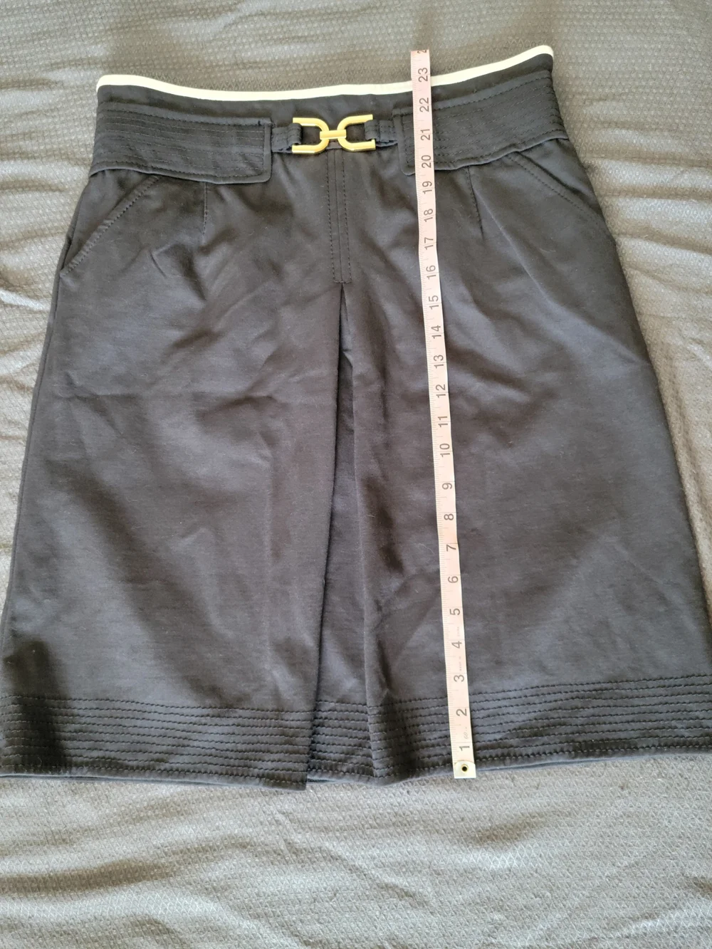 Ann Taylor Black A-Line Skirt with Gold Buckle - Picture 7 of 12